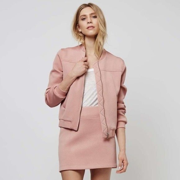 💕 TOPSHOP Textured Pink Bomber Jacket - Picture 3 of 10